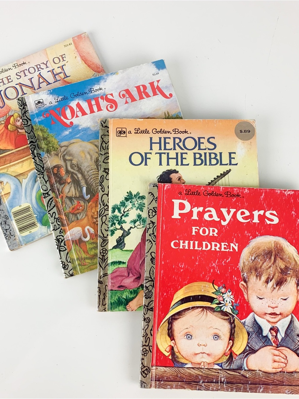 4 Vintage Little Golden Book Heroes Bible Story Jonah Noah Prayers for Children